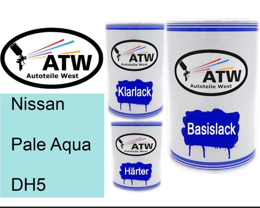 Nissan, Pale Aqua, DH5: 500ml Lackdose + 500ml Klarlack + 250ml Härter - Set, von ATW Autoteile West.